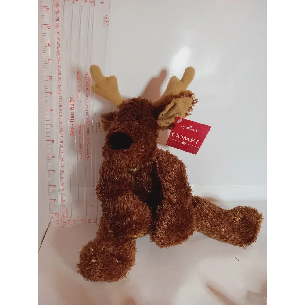Hallmark Cards Plush Comet Reindeer Brown Sparkly Jingle Bell 9